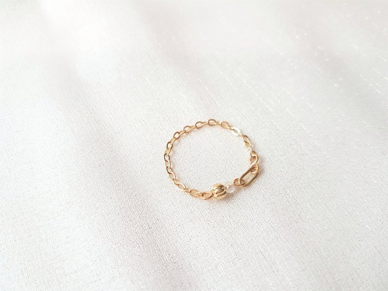 薄暮 · 月光石 特殊 链戒 6月诞生石 - 戒指 - 半宝石 金色