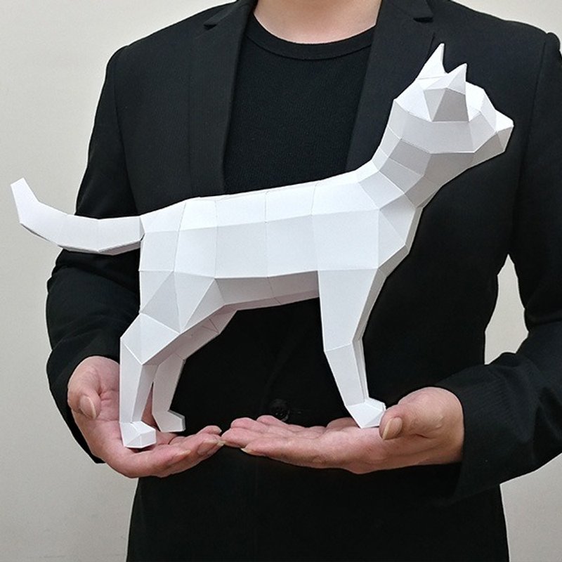 匠纸正版_DIY材料包_手作_纸模型_好奇的猫摆饰 - 木工/竹艺/纸艺 - 纸 白色