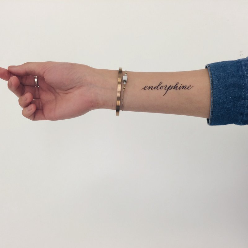 cottontatt endorphine 手写书法 纹身贴纸 - 纹身贴 - 其他材质 黑色