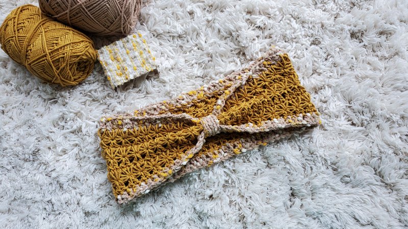 编织发带-玉子 - 发带/发箍 - 棉．麻 黄色