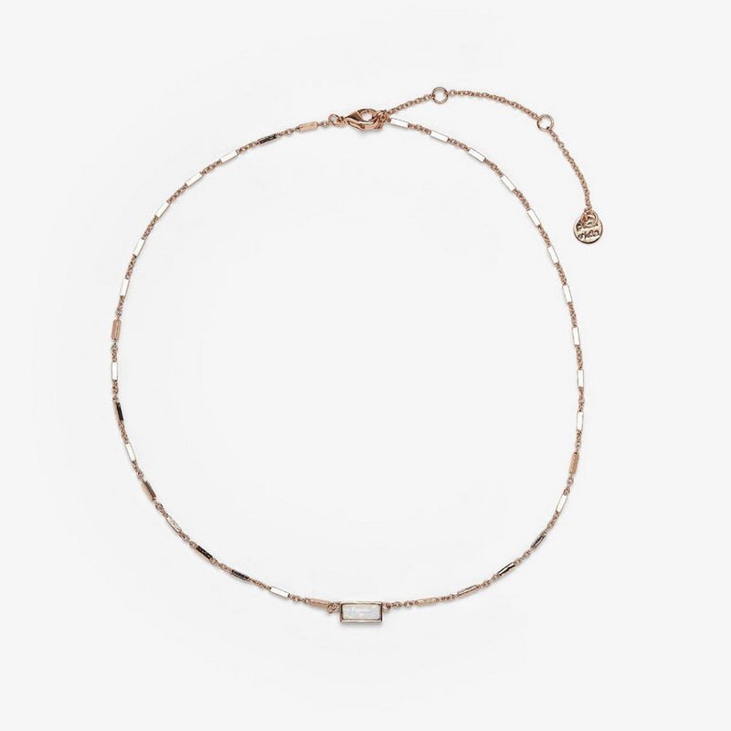 Pura Vida 美国手工 BITTY OPAL 玫瑰金小巧蛋白石颈链 - 项链 - 其他材质 白色