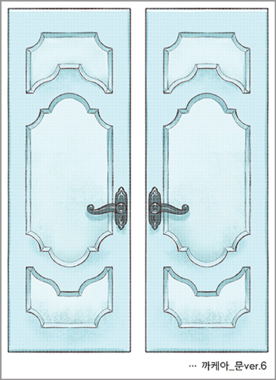 Kakea Door ver.6 (blackraccoon) 复古拼贴设计纸贴 - 贴纸 - 纸 蓝色
