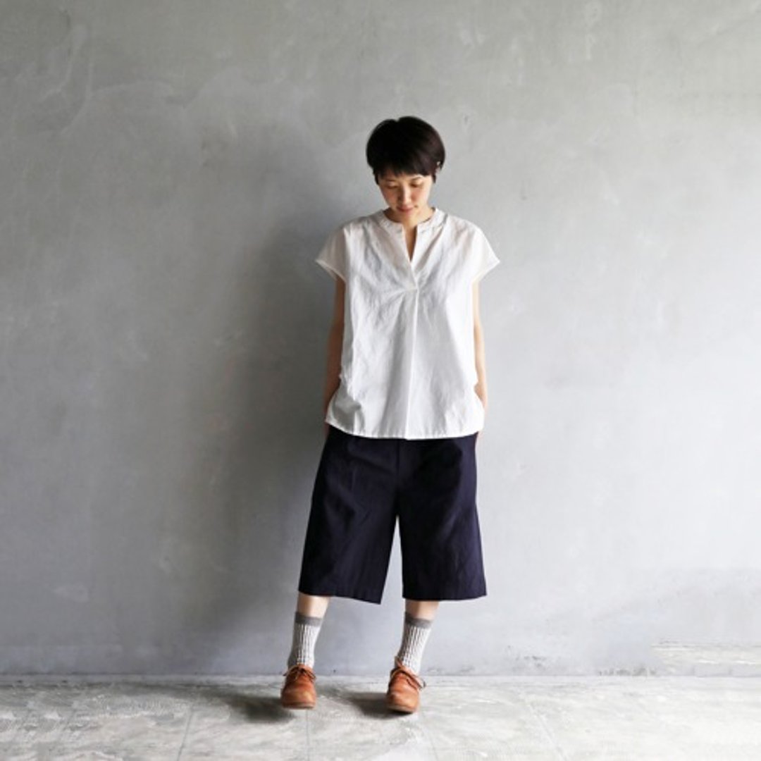 Dyed typewriter cross 8/8 length pants NV - 女装上衣 - 棉 