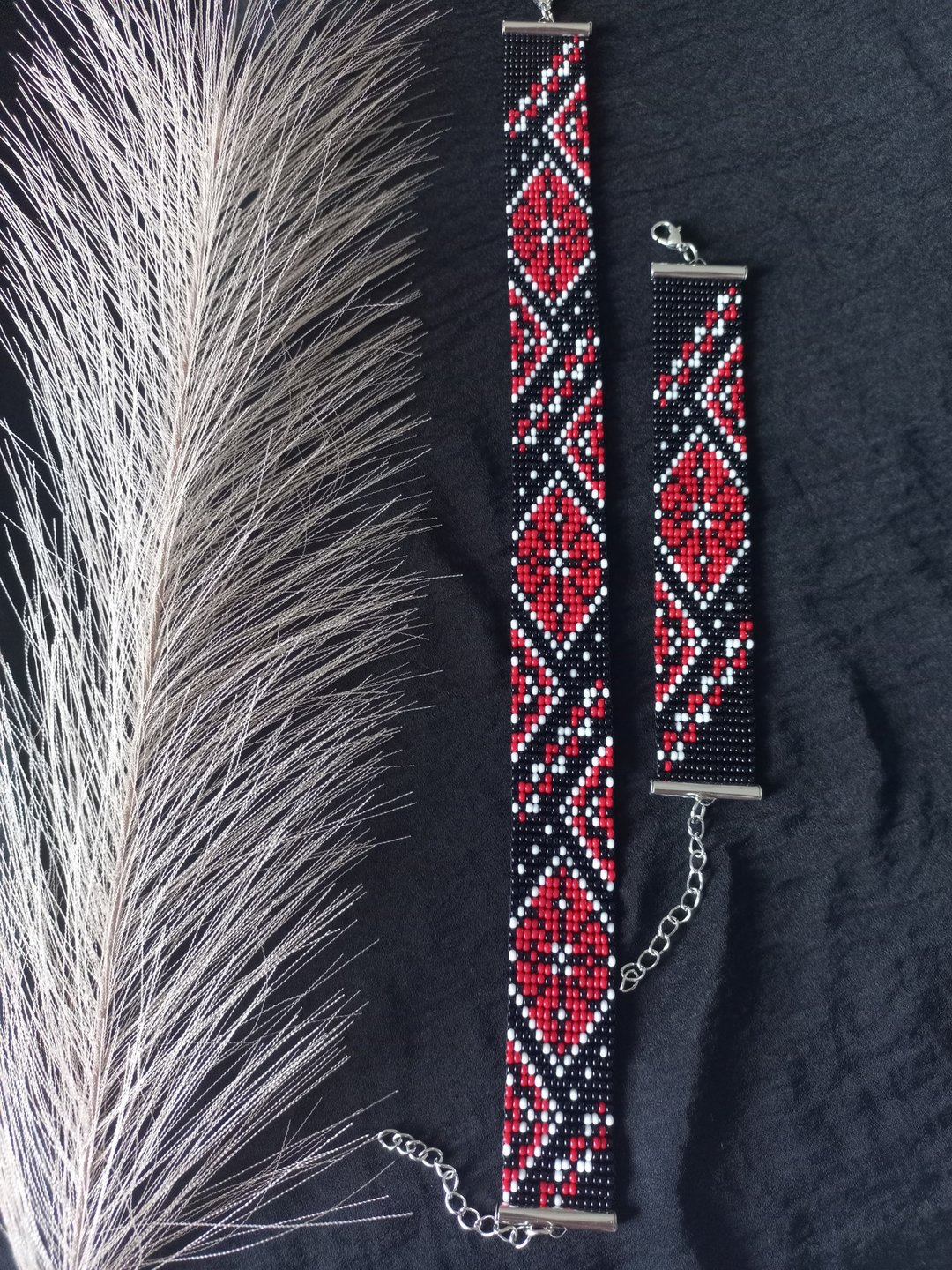 Czech beads Choker and bracelet set Ukrainian style embroidery handmade jewelry - 其他 - 琉璃 多色