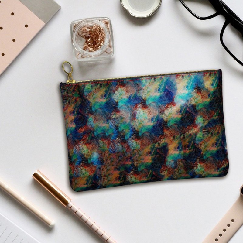 闪耀夺目、色彩鲜艳的神秘海中鲍鱼贝壳皮革手拿包 真皮 - 手拿包 - 真皮 多色