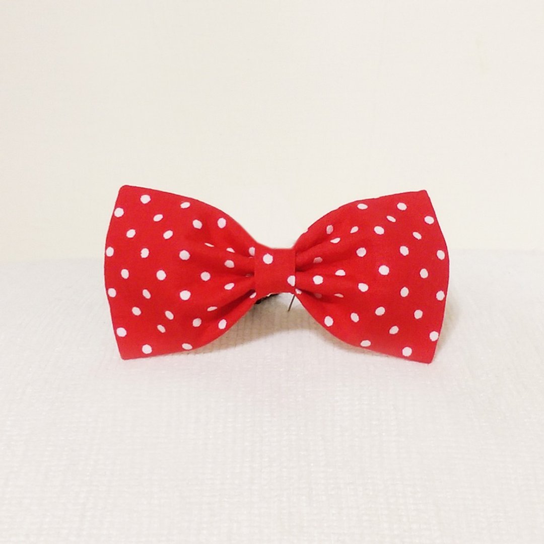 Ella Wang Design Bowtie 宠物 领结 蝴蝶结 猫 狗 红色 水玉点 - 项圈/牵绳 - 棉 红色