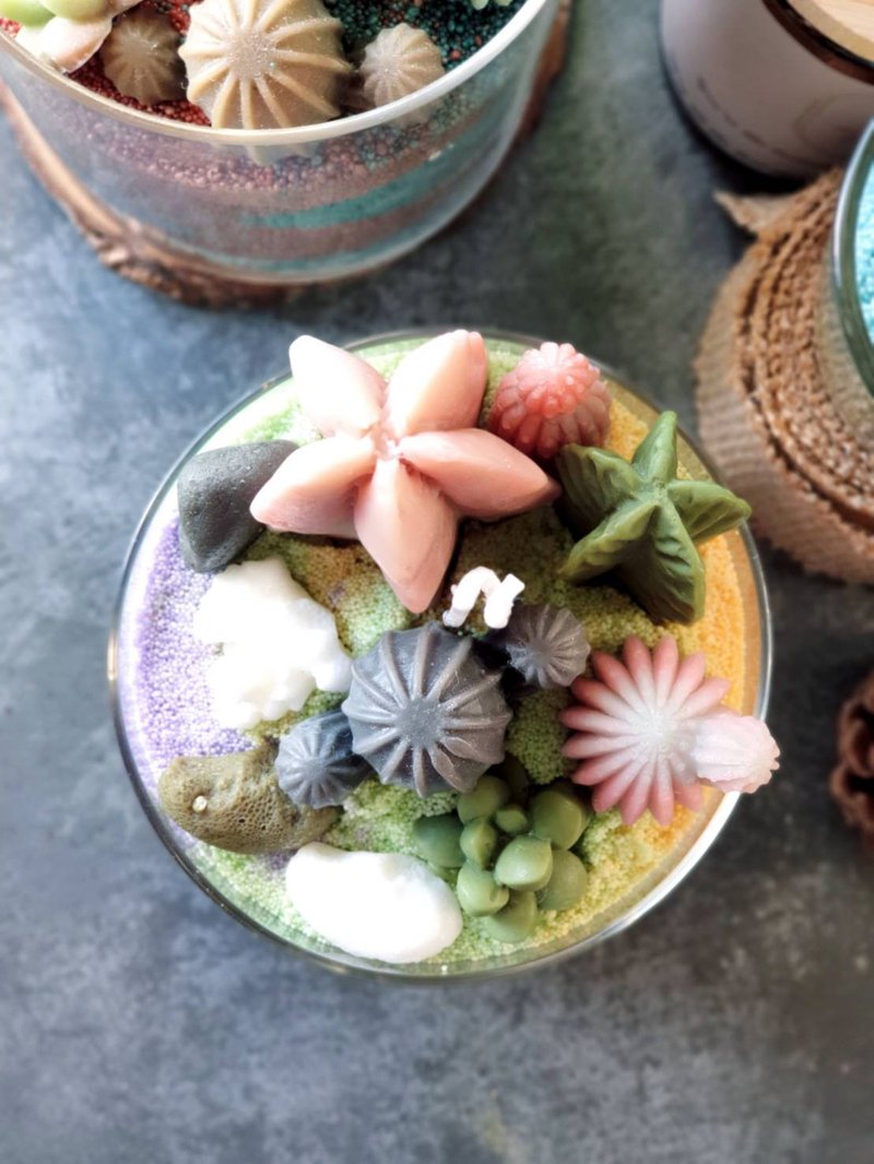 【 DIY 材料包 多肉盆栽蜡烛】韩国香氛 天然植物蜡 亲子DIY手作 - 蜡烛/香氛/手工皂 - 蜡 