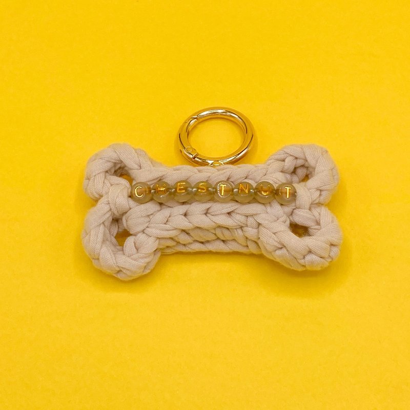 针织骨头造型宠物名牌 - 栗子色 - 项圈/牵绳 - 聚酯纤维 