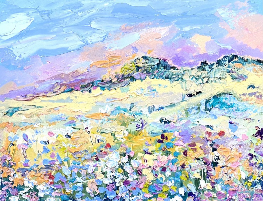 春天 抽象 风景 原画 油画 自然 墙壁 装饰 印象派 艺术 - 墙贴/壁贴 - 其他材质 蓝色