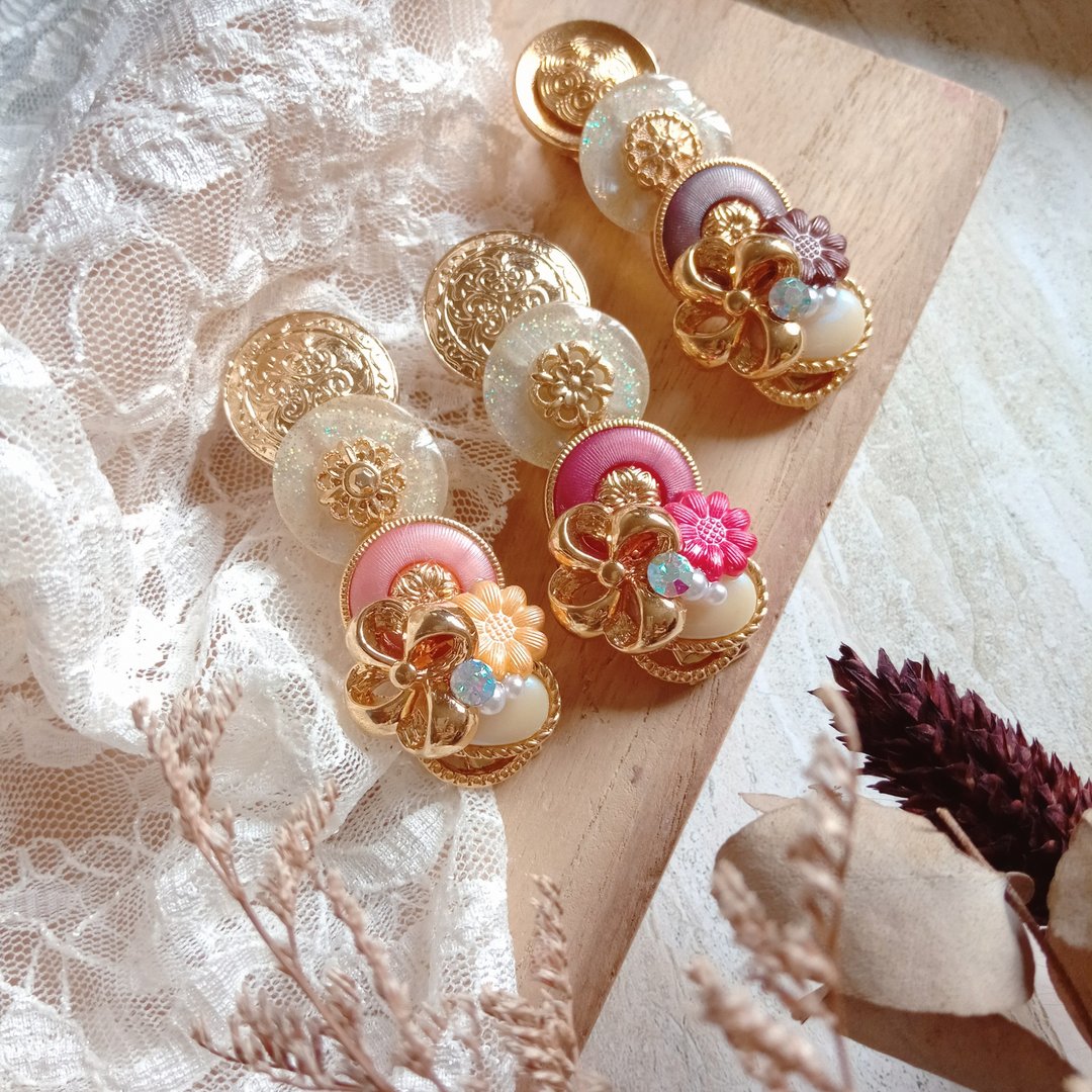 wow Handmade复古花式钮扣发夹 - 发饰 - 其他材质 