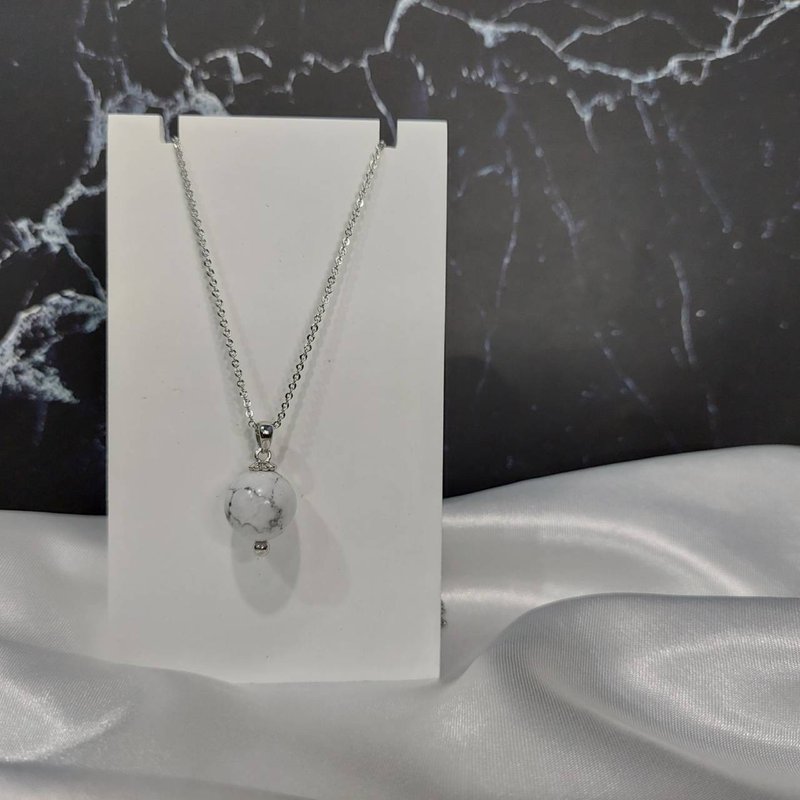 天然白纹石项链 - 项链 - 宝石 白色