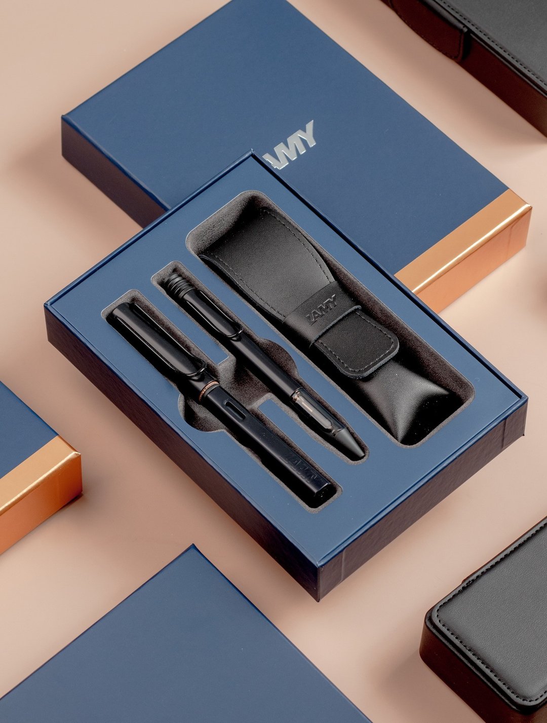 LAMY 双入笔套礼盒  (钢笔+原子笔) / Al star  恒星系列-古铜金 - 钢笔 - 铝合金 金色