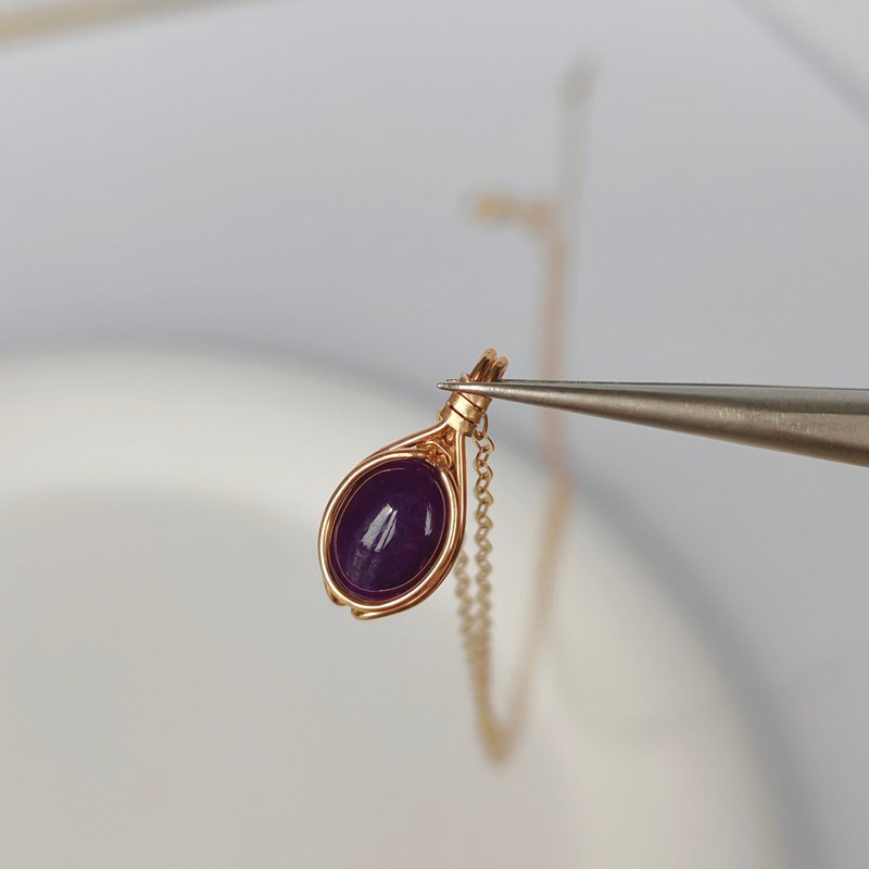 天然蘇紀石吊墜帶證書 舒具來石項鍊 手工14KGF項鏈 蘇紀石項鍊 - 项链 - 半宝石 