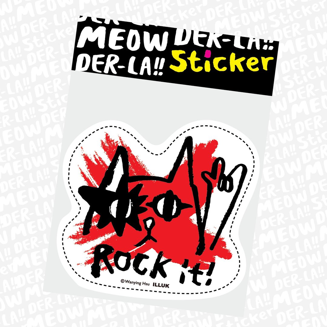 丸丸猫大贴纸 ROCK IT - 贴纸 - 防水材质 