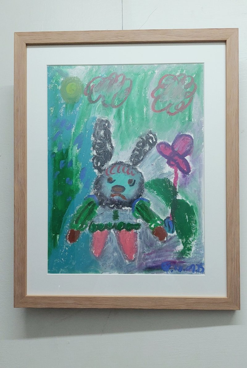 原画 不笑兔与兰花 - 海报/装饰画/版画 - 纸 灰色