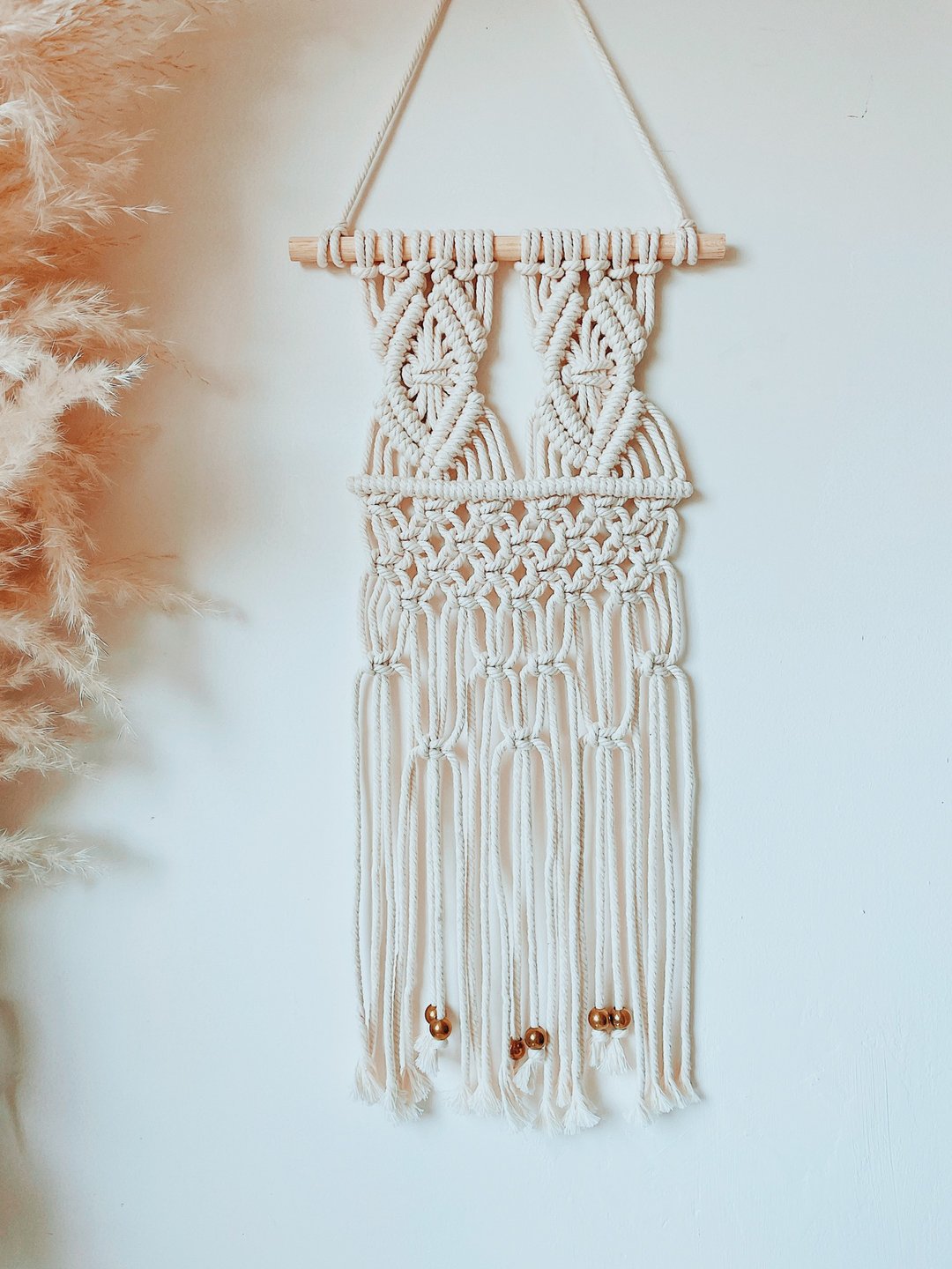 Macrame 棉线 编织 金铜 异国风情 壁挂 壁饰 20*50 - 摆饰 - 棉 咖啡色
