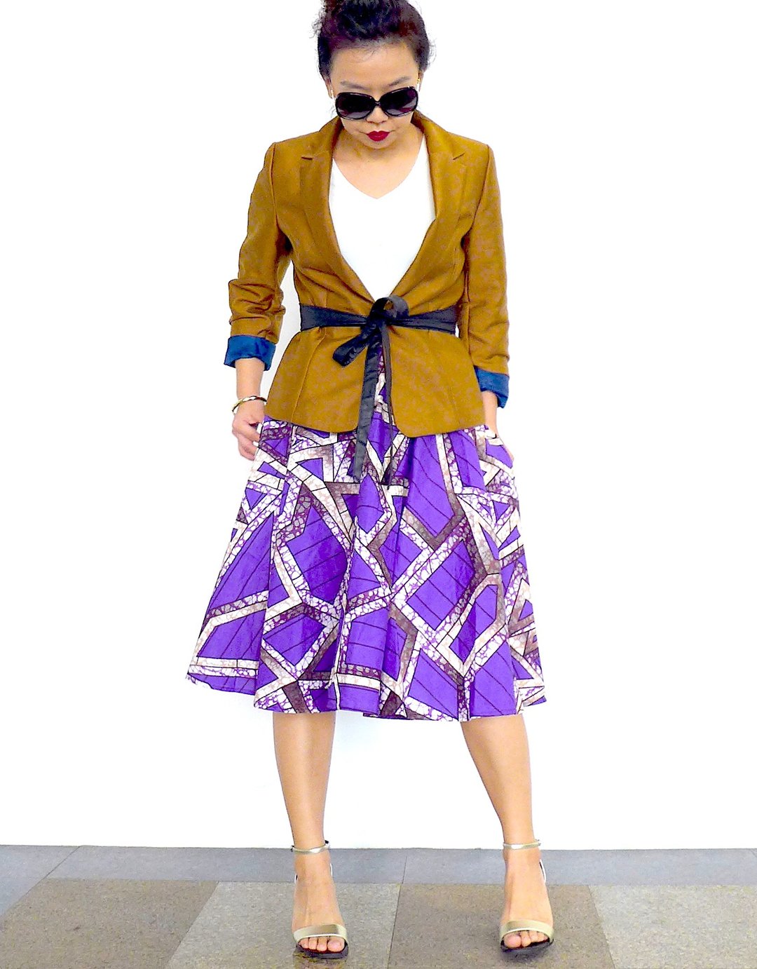 1950s复古大圆裙_宇宙紫外光_Skirt Rosemary Lilac - 裙子 - 棉．麻 多色