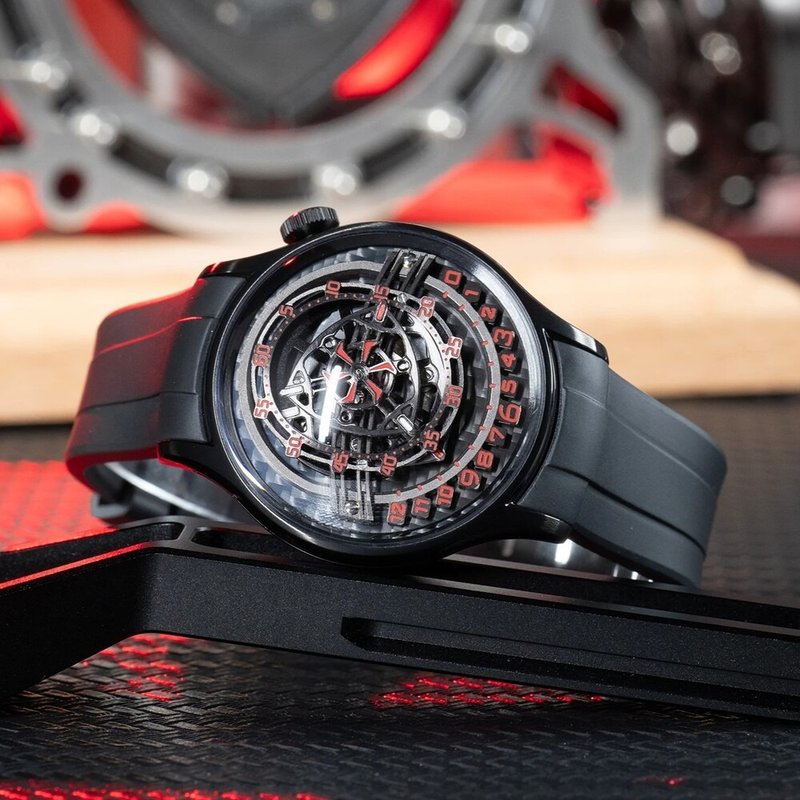 OBLVLO 欧弗洛  JM转子二代系列 - 碳纤红 - 男表/中性表 - 不锈钢 红色