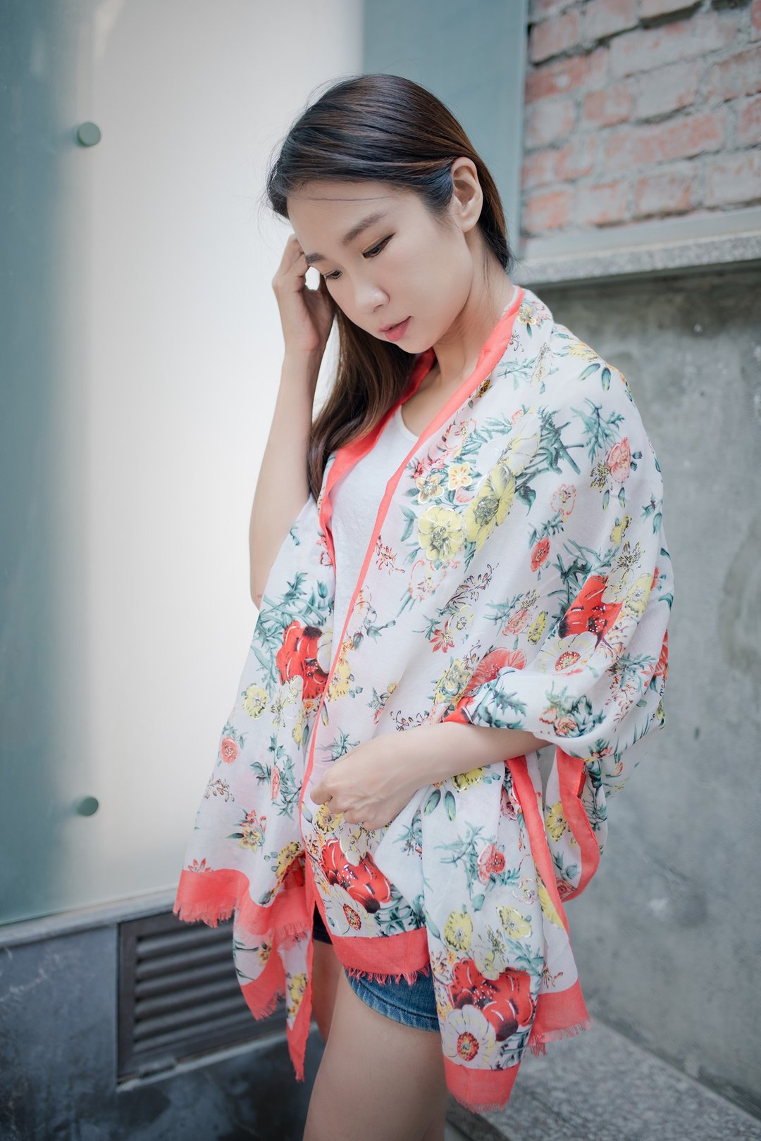 unni甜美长丝巾 遮晒 挡风 披肩 scarf 围巾 保暖 保暖 丝巾围脖 - 围巾/披肩 - 棉 红色