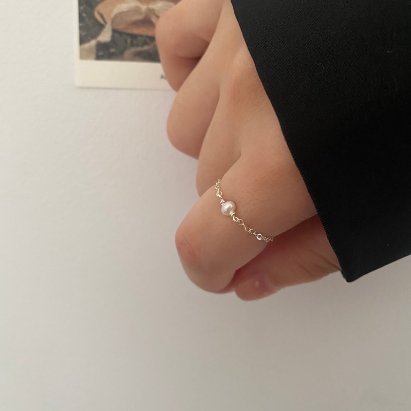 小珍珠纯银戒指环 软戒天然淡水手制 温柔风 - 戒指 - 珍珠 