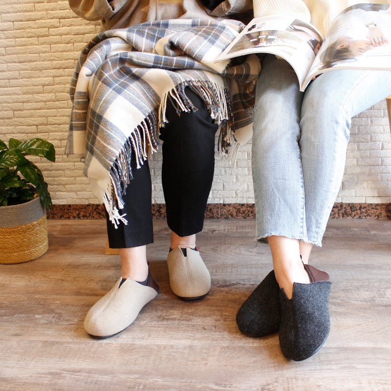 不织布室内懒人鞋 - 室内拖鞋 - 聚酯纤维 灰色