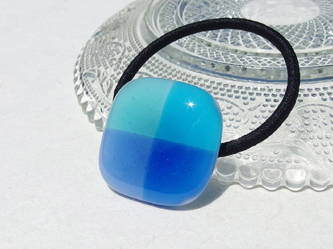 Cotton candy glass (Wataame [soda]) Hair rubber [Can be changed to pony hook] [Made to order] - 发饰 - 玻璃 蓝色
