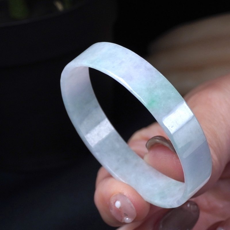 春带彩翡翠角镯手镯 | 16.5围 | 天然缅甸玉翡翠A货 | 送礼 - 手链/手环 - 玉石 多色