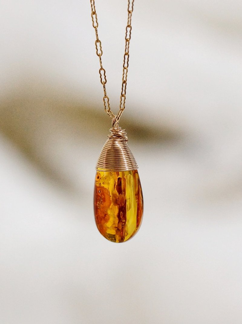 14K包金 GF 波罗的海琥珀锁骨链 No.2 ( 14K GF Amber Necklace ) - 锁骨链 - 宝石 