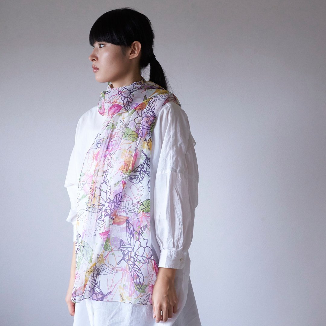 SAKIRA-Kyoto　 silk 100% stole No.15 itoshii kimihe - 围巾/披肩 - 丝．绢 绿色