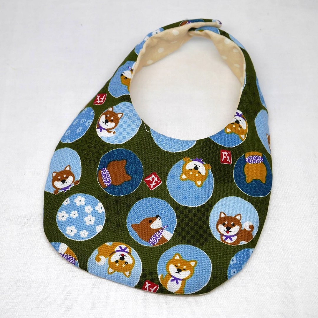 Japanese Handmade Baby Bib - 围嘴/口水巾 - 棉．麻 绿色