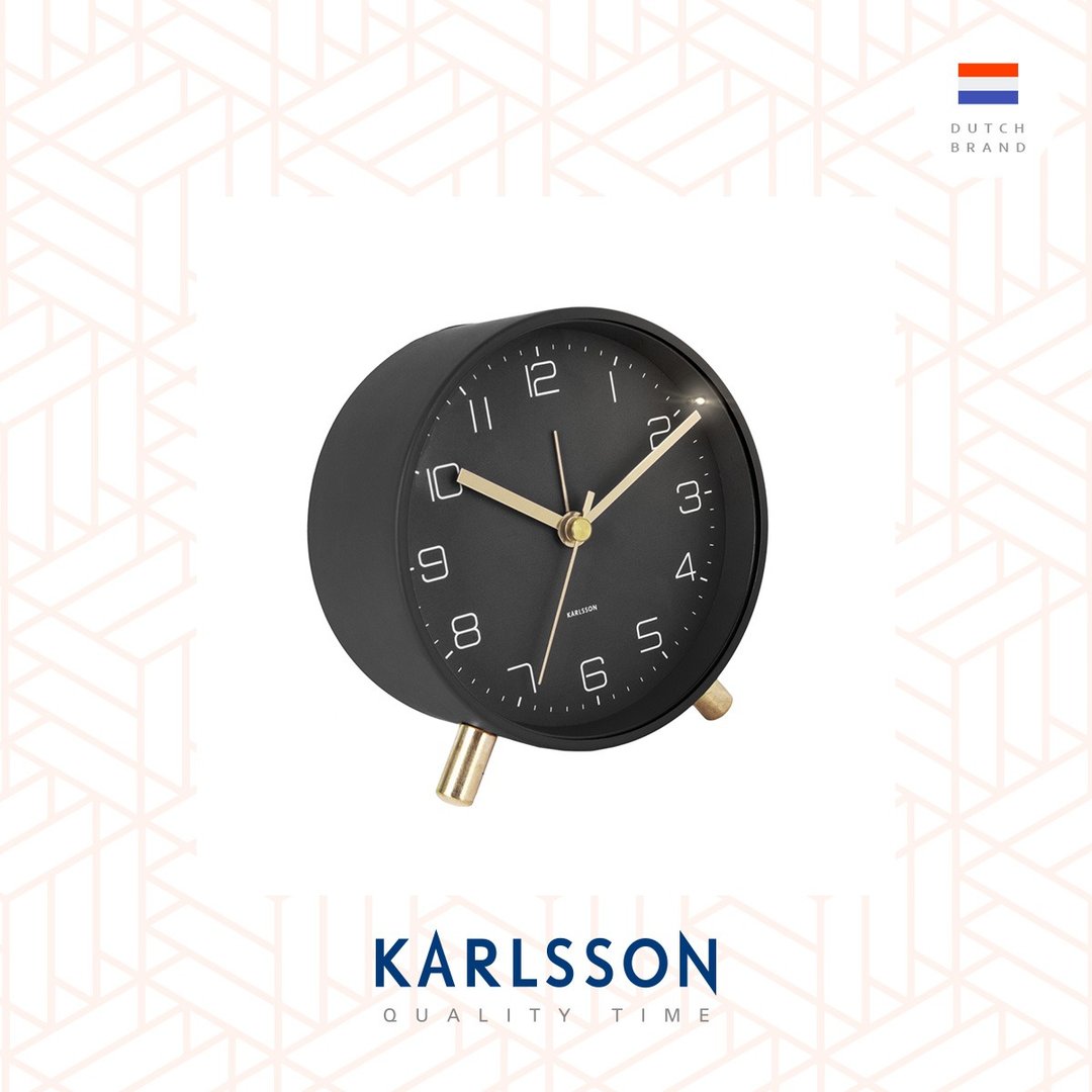 荷兰Karlsson, Alarm clock Lofty matt black (带小夜灯功能) - 时钟/闹钟 - 其他金属 黑色