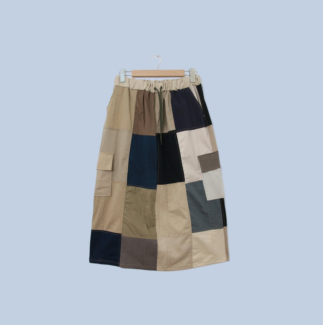 Back to Green- 再制拼接裙 25-35 腰可穿//S08 vintage skirt - 裙子 - 棉 