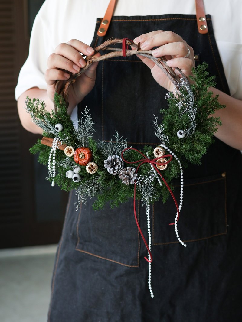 青银 x 不凋雪松干燥花圣诞花圈 - 干燥花/捧花 - 植物．花 