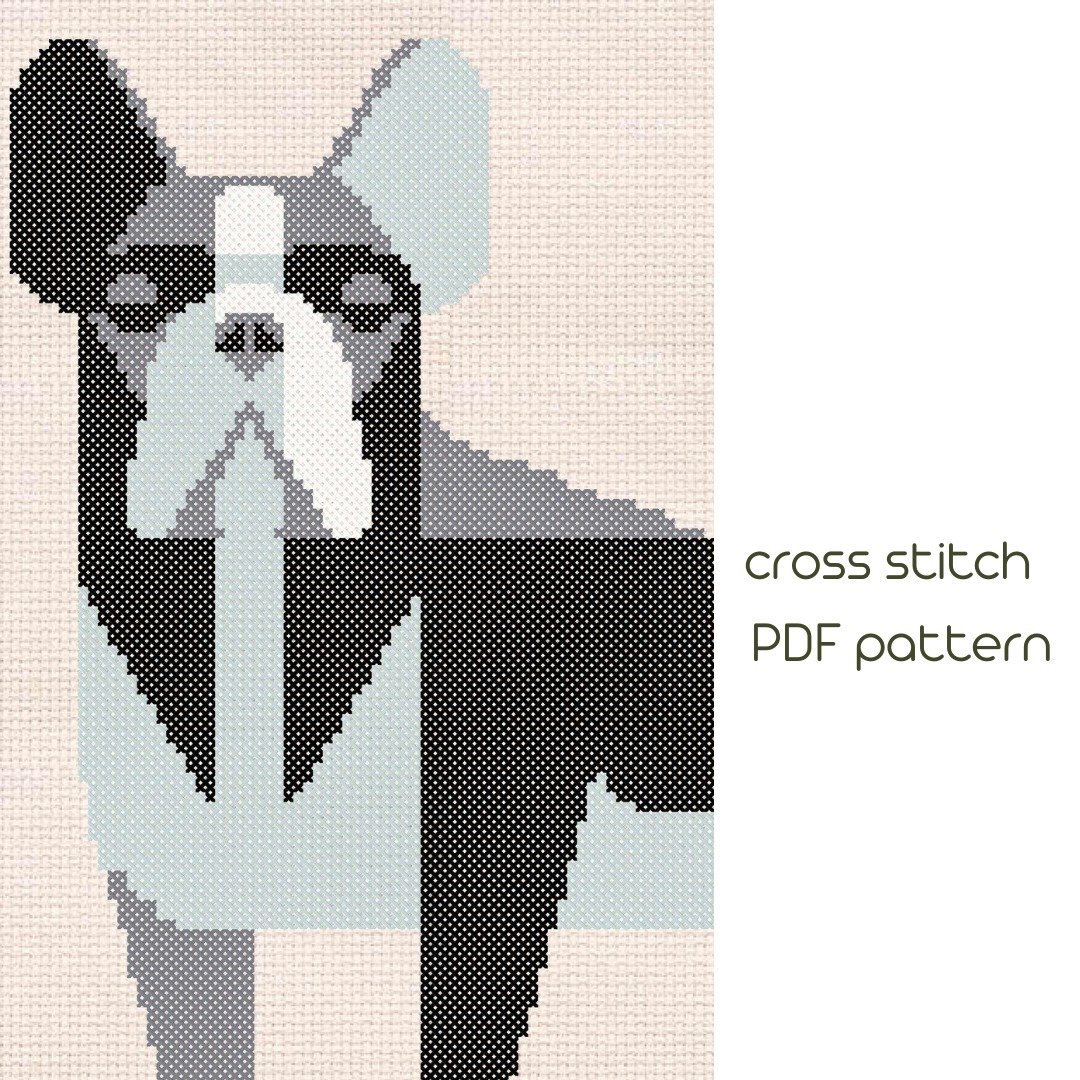 十字繡圖案 Bulldog cross stitch, Animal cross stitch pattern, PDF Pattern /46/ - 手工艺教程/工具书 - 其他材质 