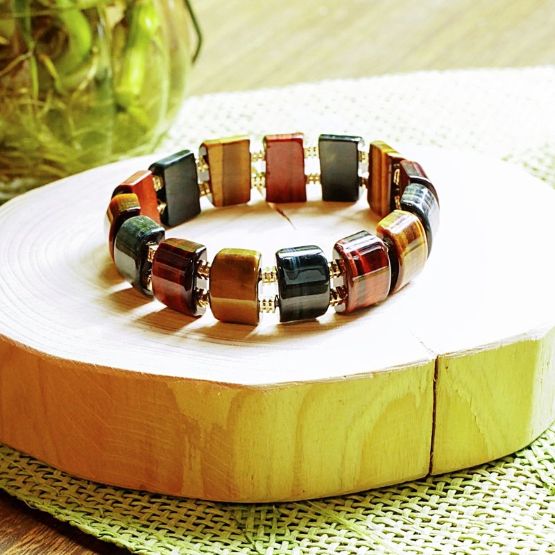 黄虎眼 红虎眼 蓝虎眼 手排 || 财富事业 自信魅力 天然水晶手链 - 手链/手环 - 水晶 多色