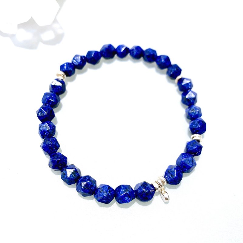 Ops Lapis silver bracelet-青金石/纯银/手链/简约/银/个性/喉轮 - 手链/手环 - 宝石 蓝色
