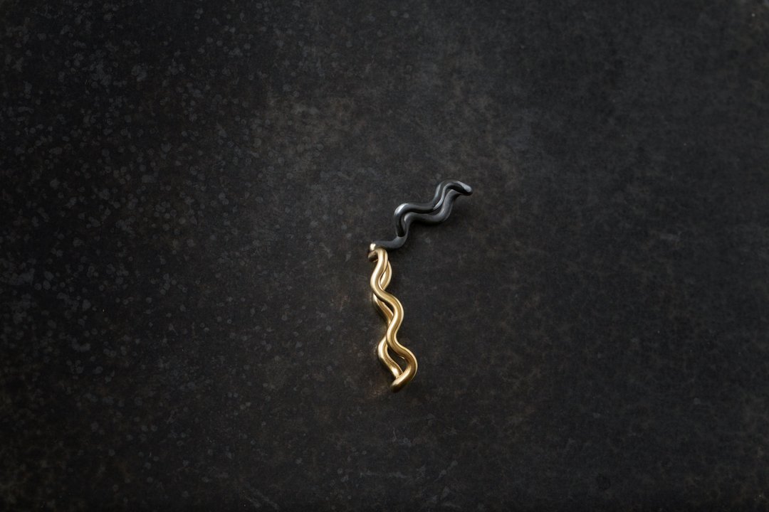 Mermaidあま海女系列 海草双色耳扣 Seagrass EarCuff - 耳环/耳夹 - 铜/黄铜 金色