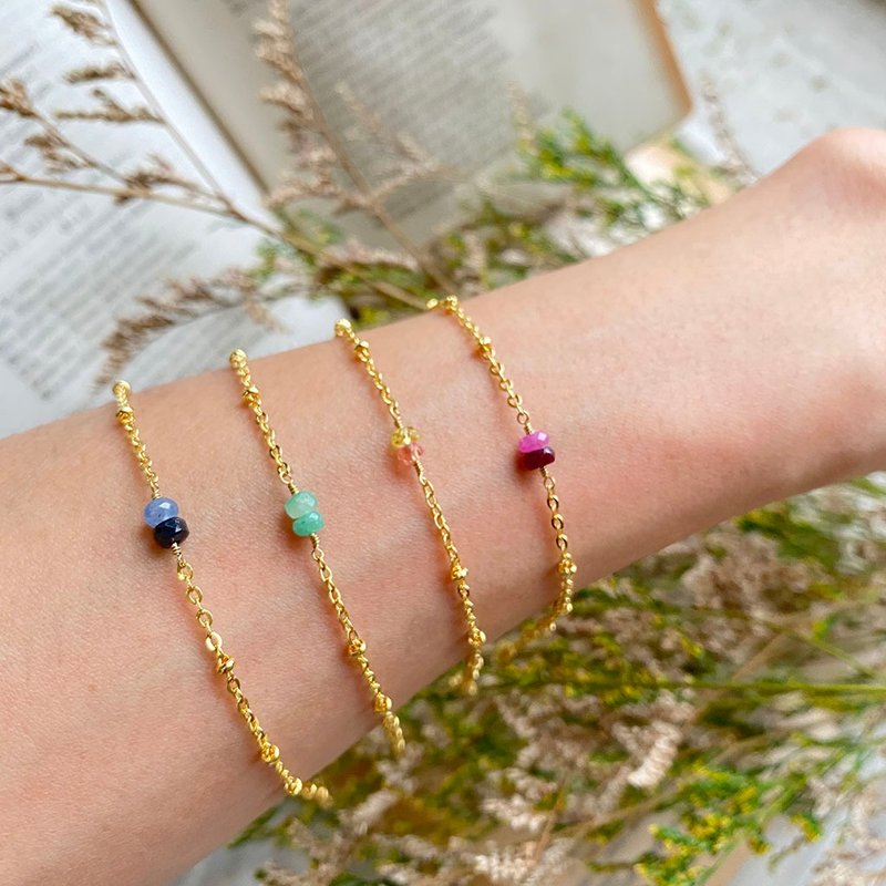 //隔壁有小姐// 14KGP 刚玉_豆豆珠手链_双双 - 手链/手环 - 半宝石 金色