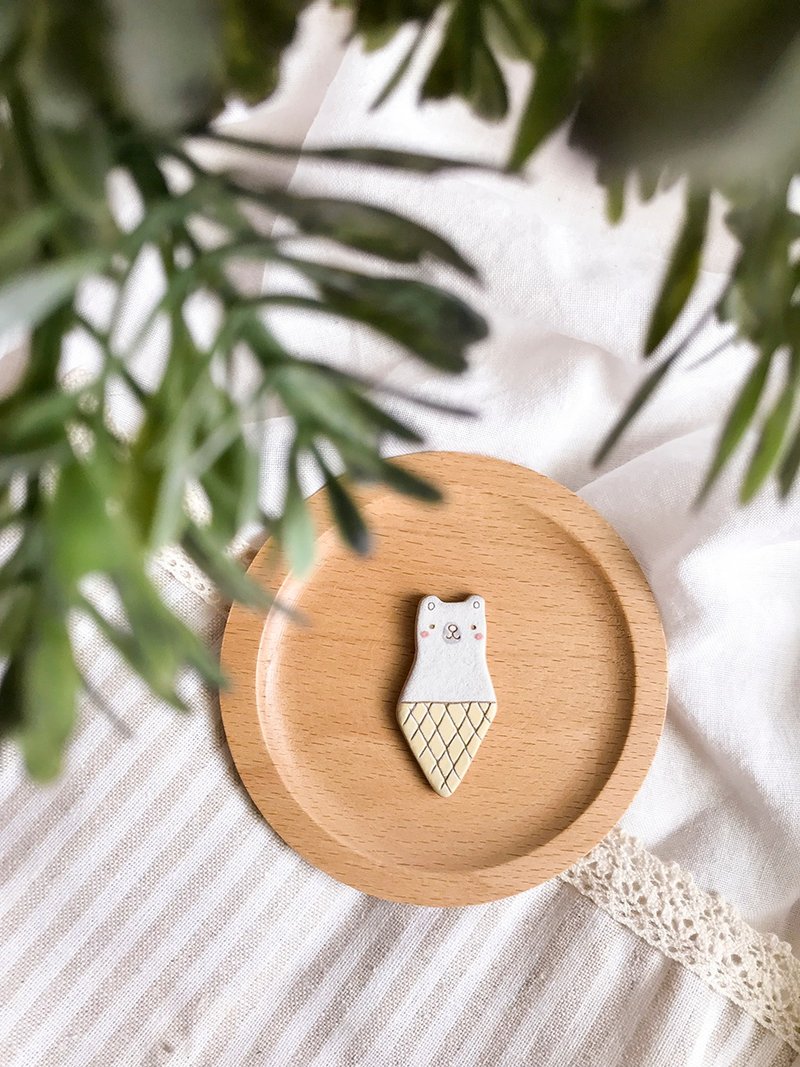 北极熊冰淇淋 别针 发饰 - 胸针 - 陶 