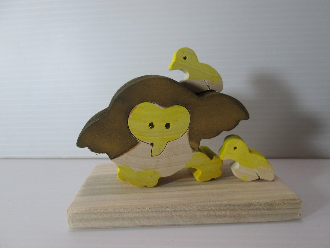 Zodiac Rooster Tori Owl Japan postage140 yen - 摆饰 - 木头 黄色