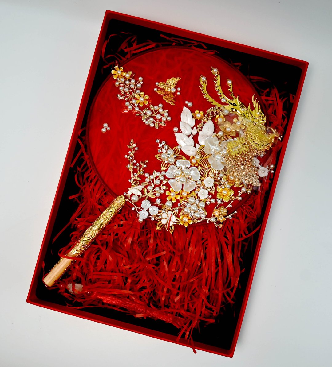 红色款-双宿双飞-中式团扇-中式捧花-完成品 - 其他 - 其他金属 红色