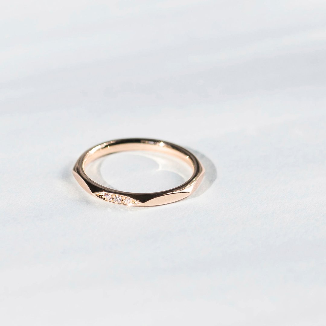 K14PG×钻石 0.017ct / Bonheur Huit - 戒指 - 宝石 金色