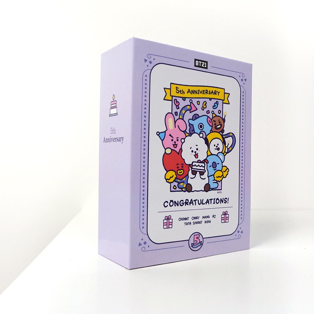 BT21 书本桌钟-五周年祝福版  (无闹钟功能) - 摆饰 - 纸 紫色