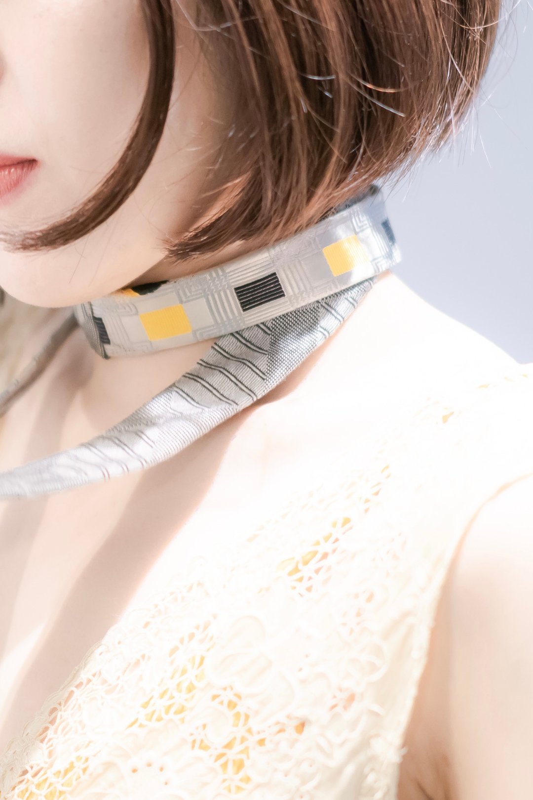 choker tie - 领带/领带夹 - 丝．绢 银色