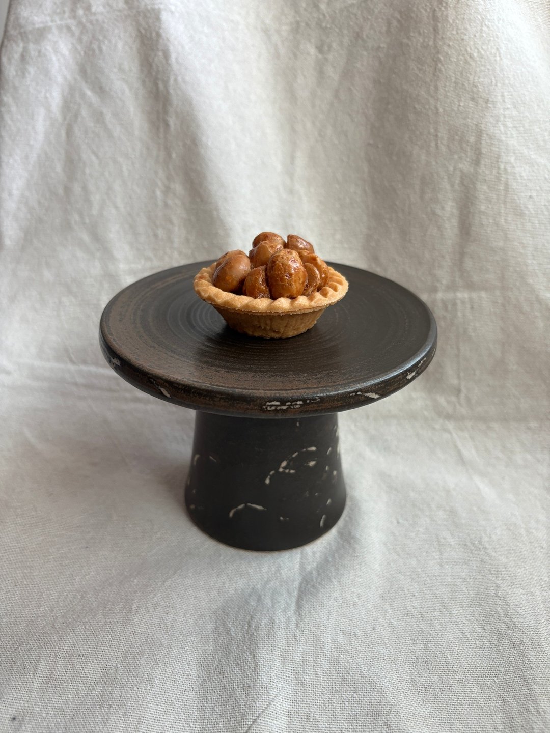 黑色系 点心高台 之一 点心高盘 H 9.3 cm - 盘子/餐盘/盘架 - 陶 黑色