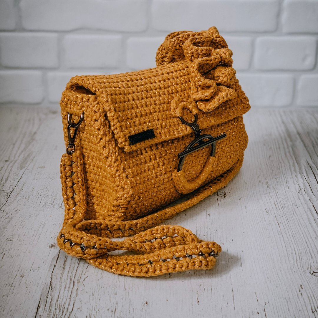 Crochet pattern bag with ruffles PDF digital instant download, women crossbody - 手工艺教程/工具书 - 其他材质 