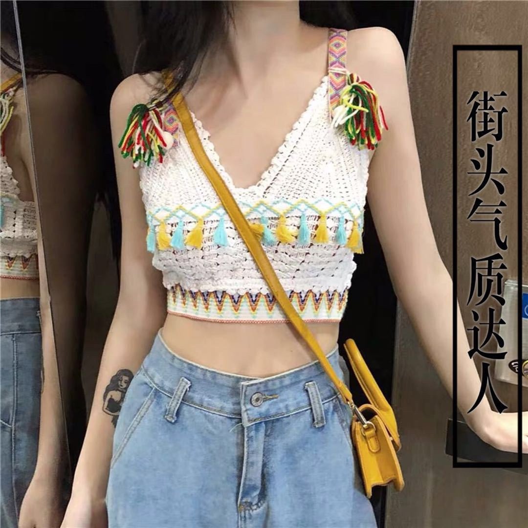 Crochet bikini, tied back, freesize, very soft fabric - 女装泳衣/比基尼 - 羊毛 白色