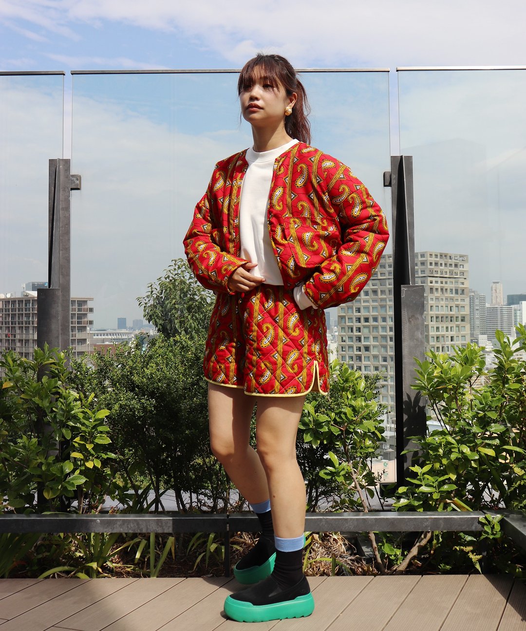 AFRICA REVERSIBLE PADDED SHORT BLOUSON (PAISLEY PARK) - 女装休闲/机能外套 - 聚酯纤维 红色