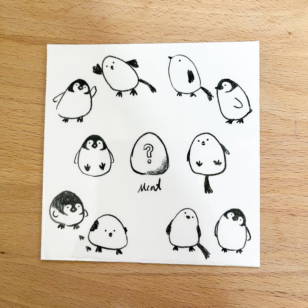 企鹅蛋 自剪贴纸 - 贴纸 - 纸 白色