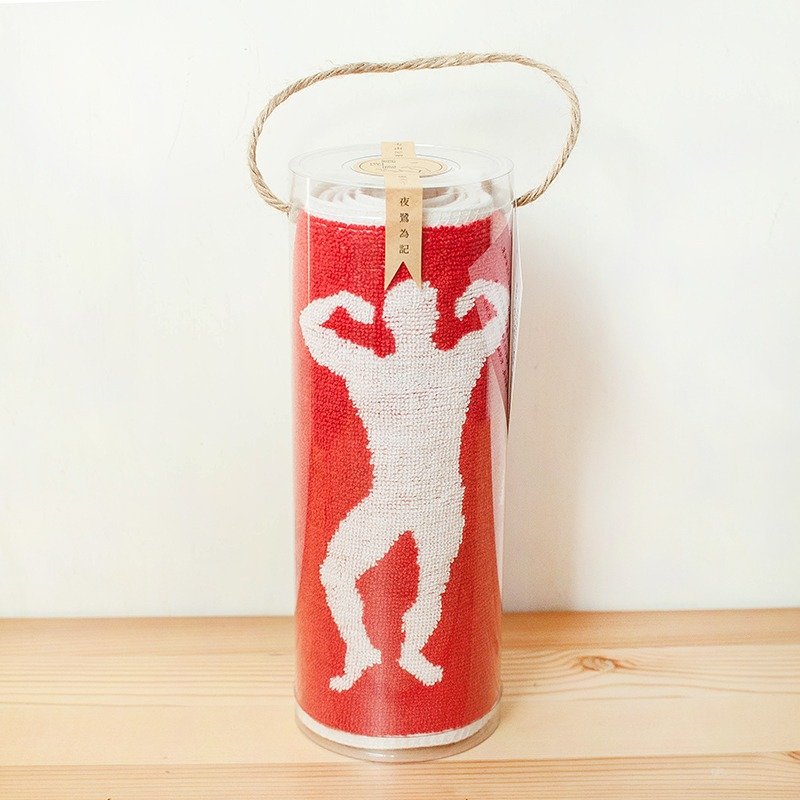 交换礼物“阿母，哇底家啦！”纯棉缇花运动毛巾单筒礼盒 - 毛巾浴巾 - 棉．麻 红色